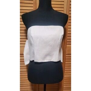 NWT Anthropologie Hutch Women's 12 Bow Tie Strapless Top Light Sand Cotton-Linen